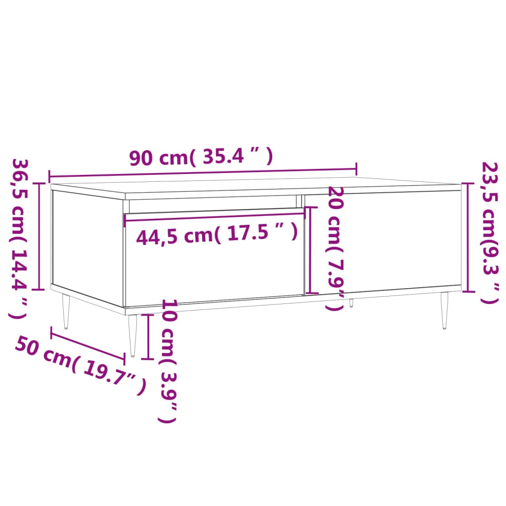 Salongbord Sofabord Svart 90x50x36,5 cm