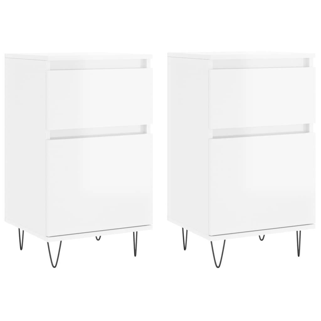 Kommode Høyglans Hvit 2 stk 40x35x70 cm