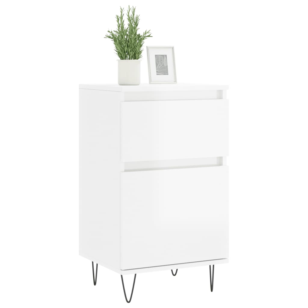 Kommode Høyglans Hvit 2 stk 40x35x70 cm