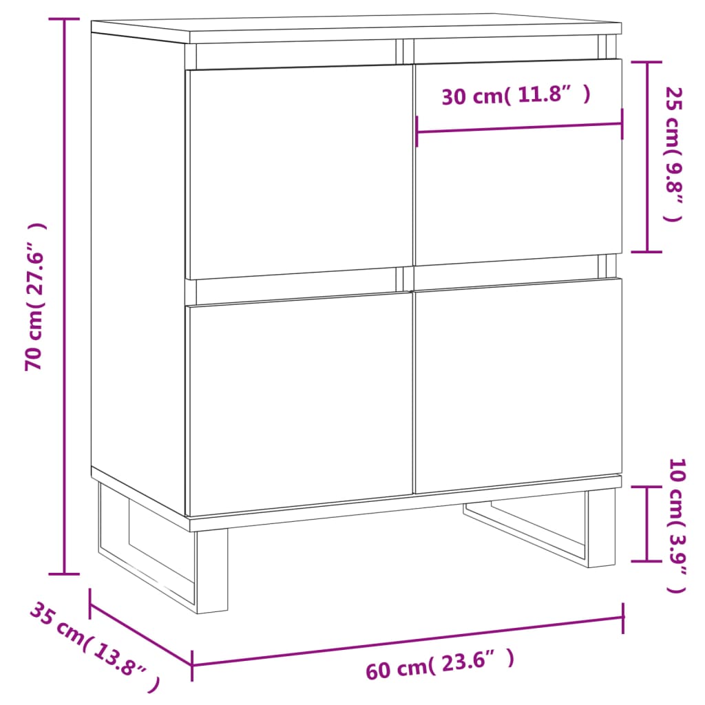 Kommode Betonggrå 60x35x70 cm