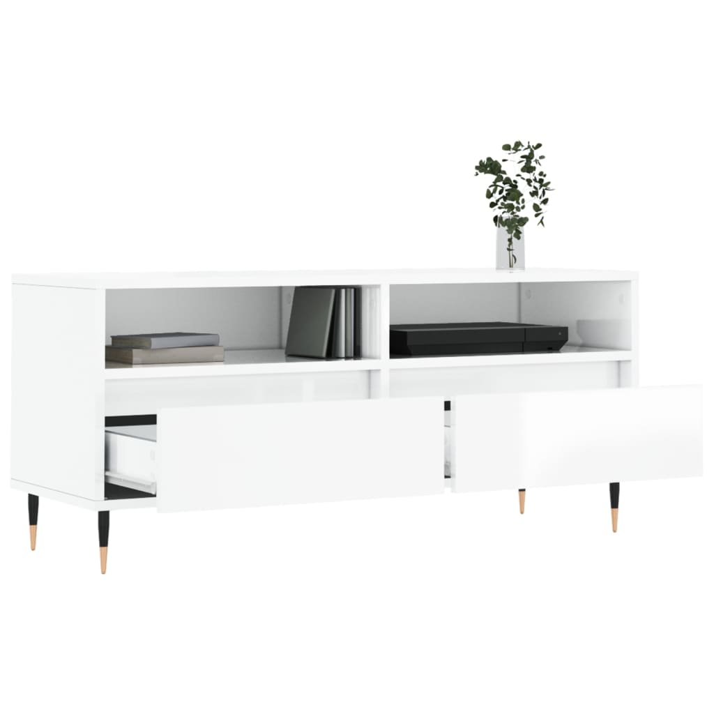 TV-Møbel Høyglans Hvit TV-benk 100x34,5x44,5 cm