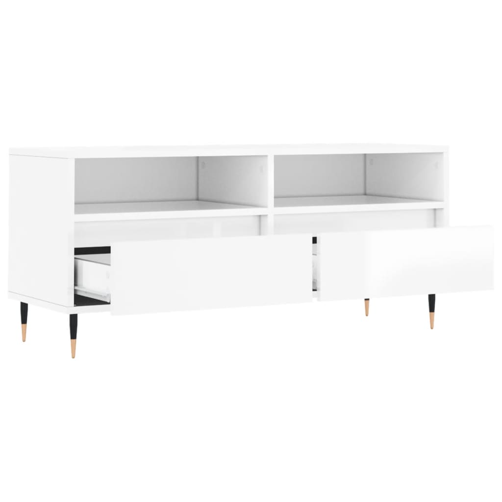 TV-Møbel Høyglans Hvit TV-benk 100x34,5x44,5 cm
