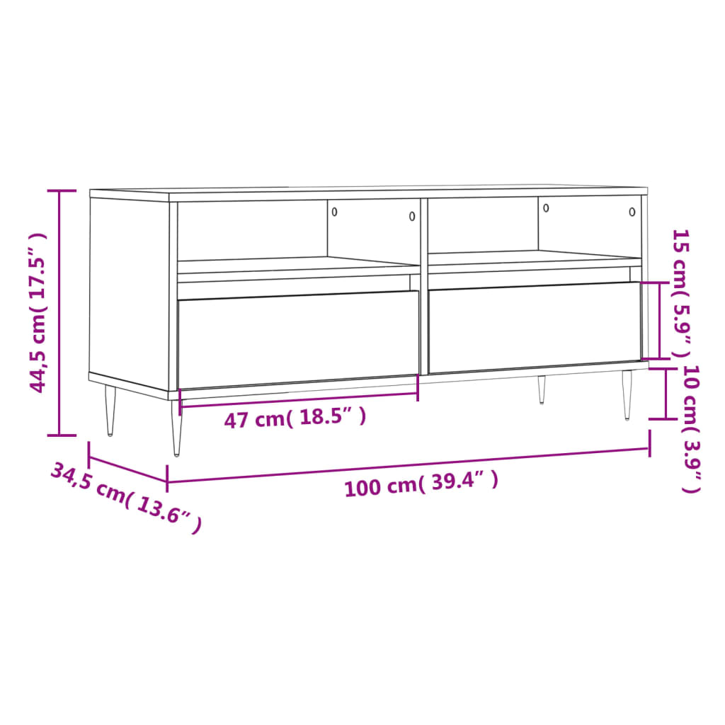 TV-Møbel Sonoma Eik TV-benk 100x34,5x44,5 cm