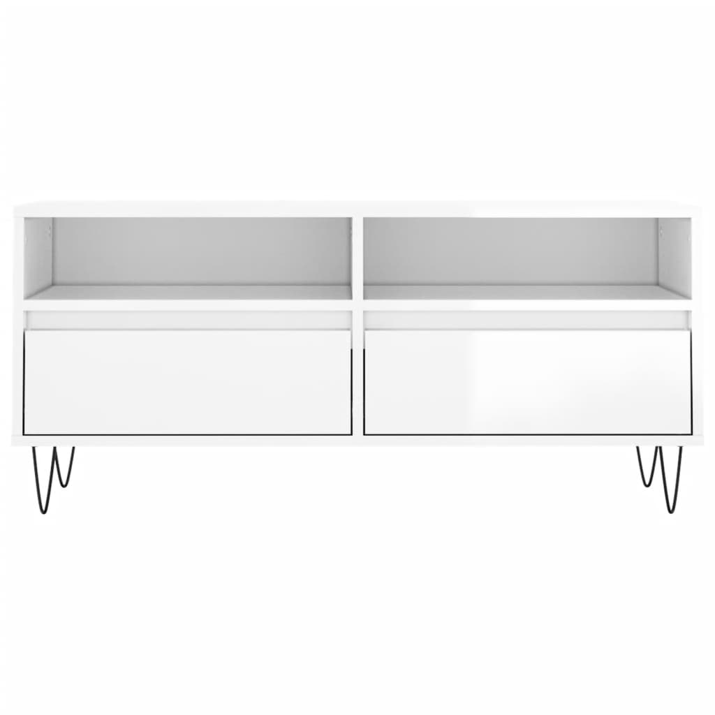 TV-Møbel Høyglans Hvit TV-benk 100x34,5x44,5 cm