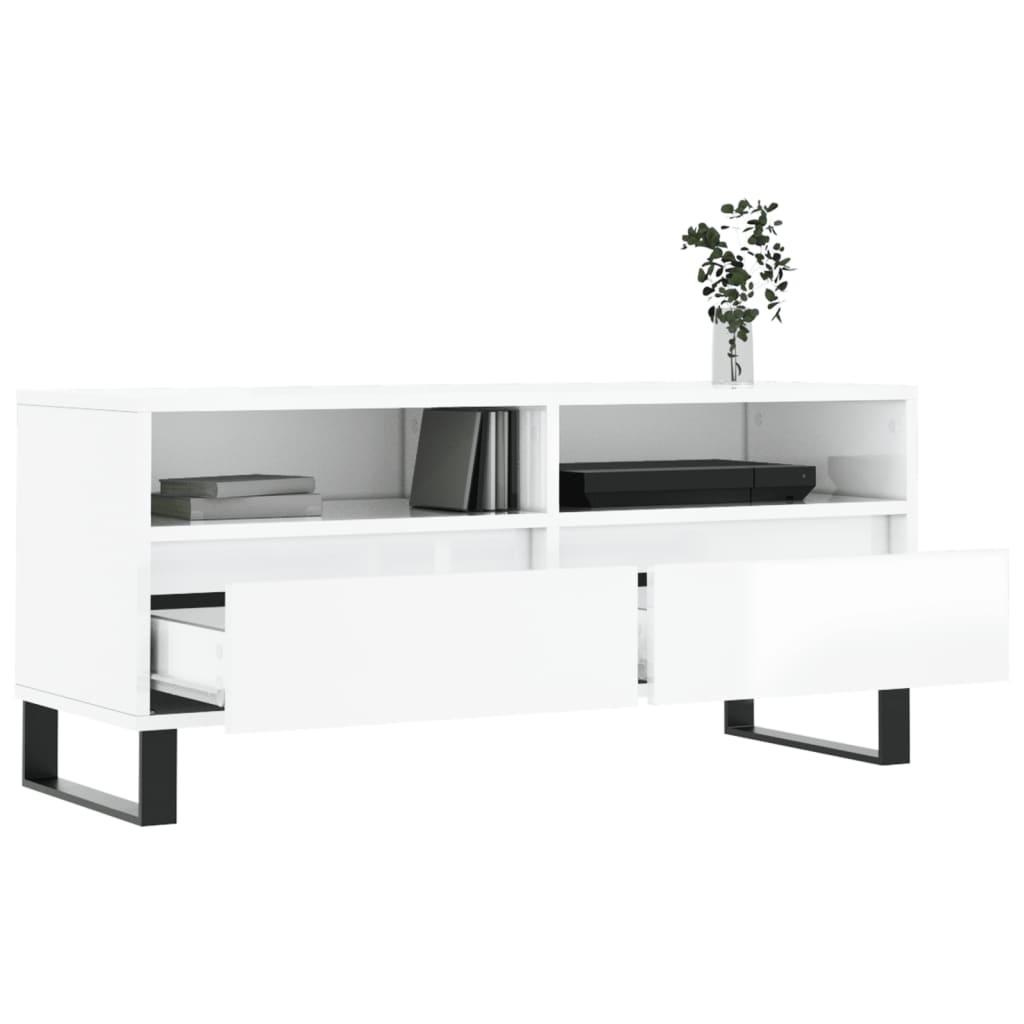 TV-Møbel Høyglans Hvit TV-benk 100x34,5x44,5 cm