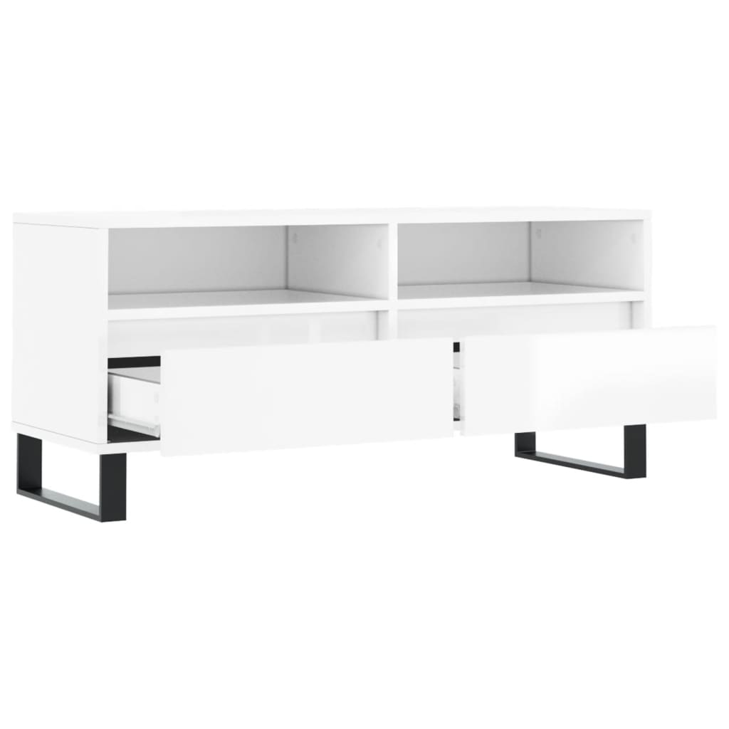 TV-Møbel Høyglans Hvit TV-benk 100x34,5x44,5 cm