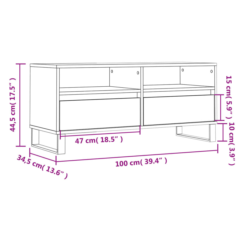TV-Møbel Sonoma Grå TV-benk 100x34,5x44,5 cm