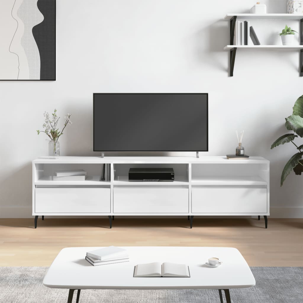 TV-Møbel Høyglans Hvit TV-benk 150x30x44,5 cm