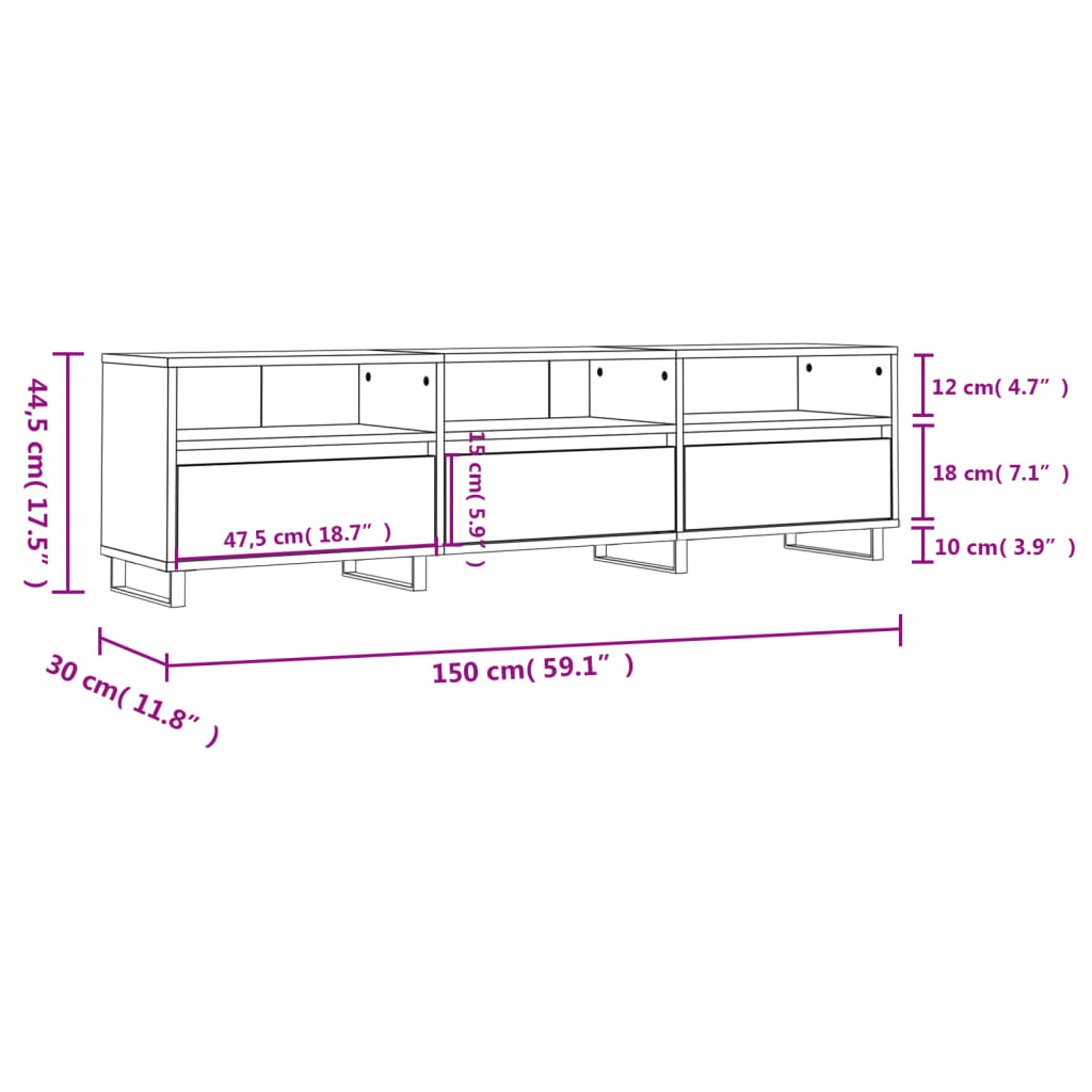 TV-Møbel Røkt Eik TV-benk 150x30x44,5 cm