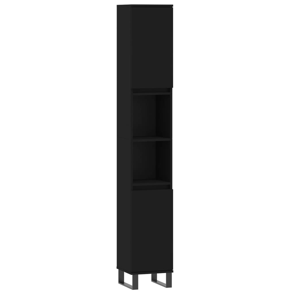Baderomsskap Svart 30x30x190 cm