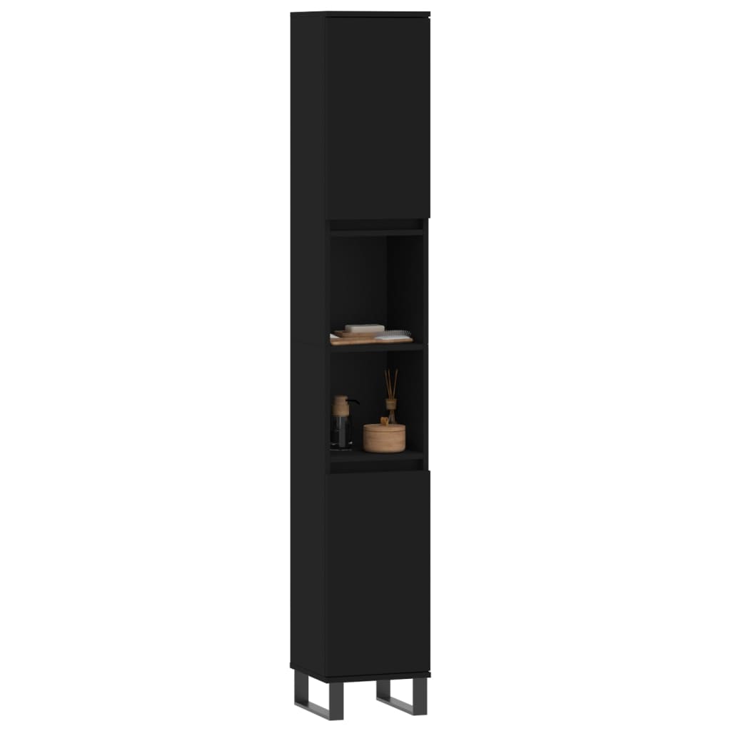 Baderomsskap Svart 30x30x190 cm