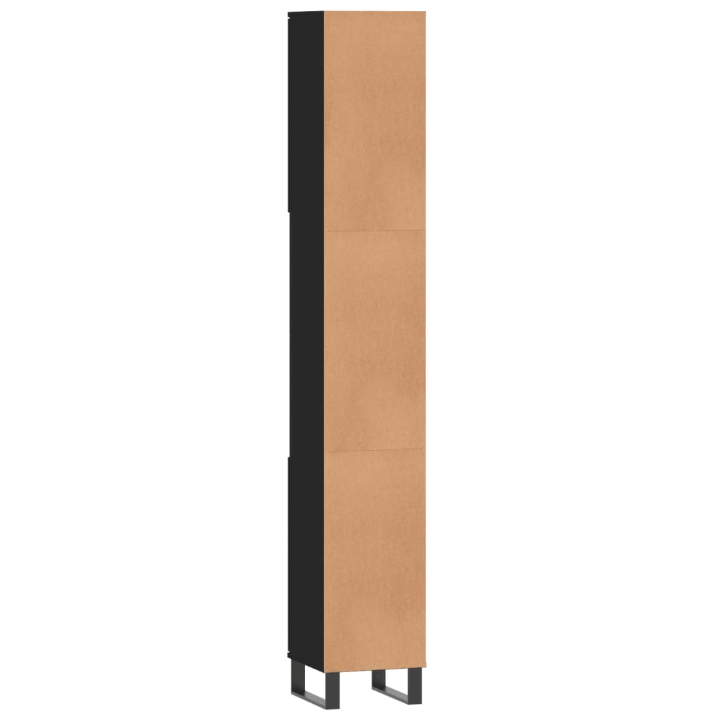 Baderomsskap Svart 30x30x190 cm