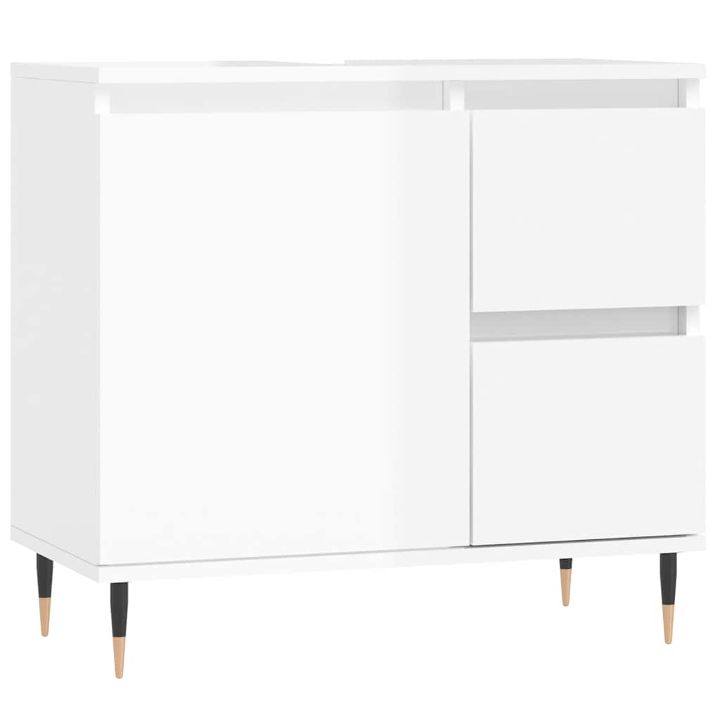 Baderomsskap høyglans hvit 65x33x60 cm konstruert tre
