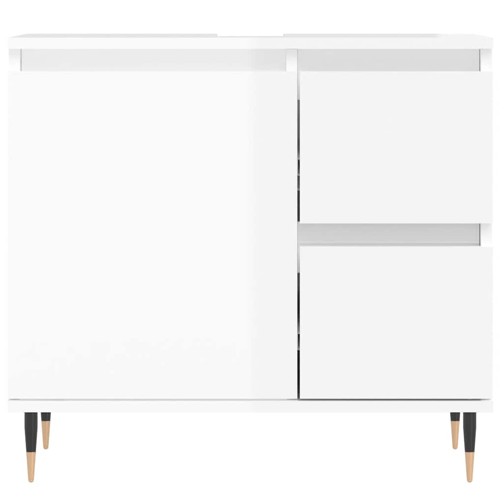 Baderomsskap høyglans hvit 65x33x60 cm konstruert tre