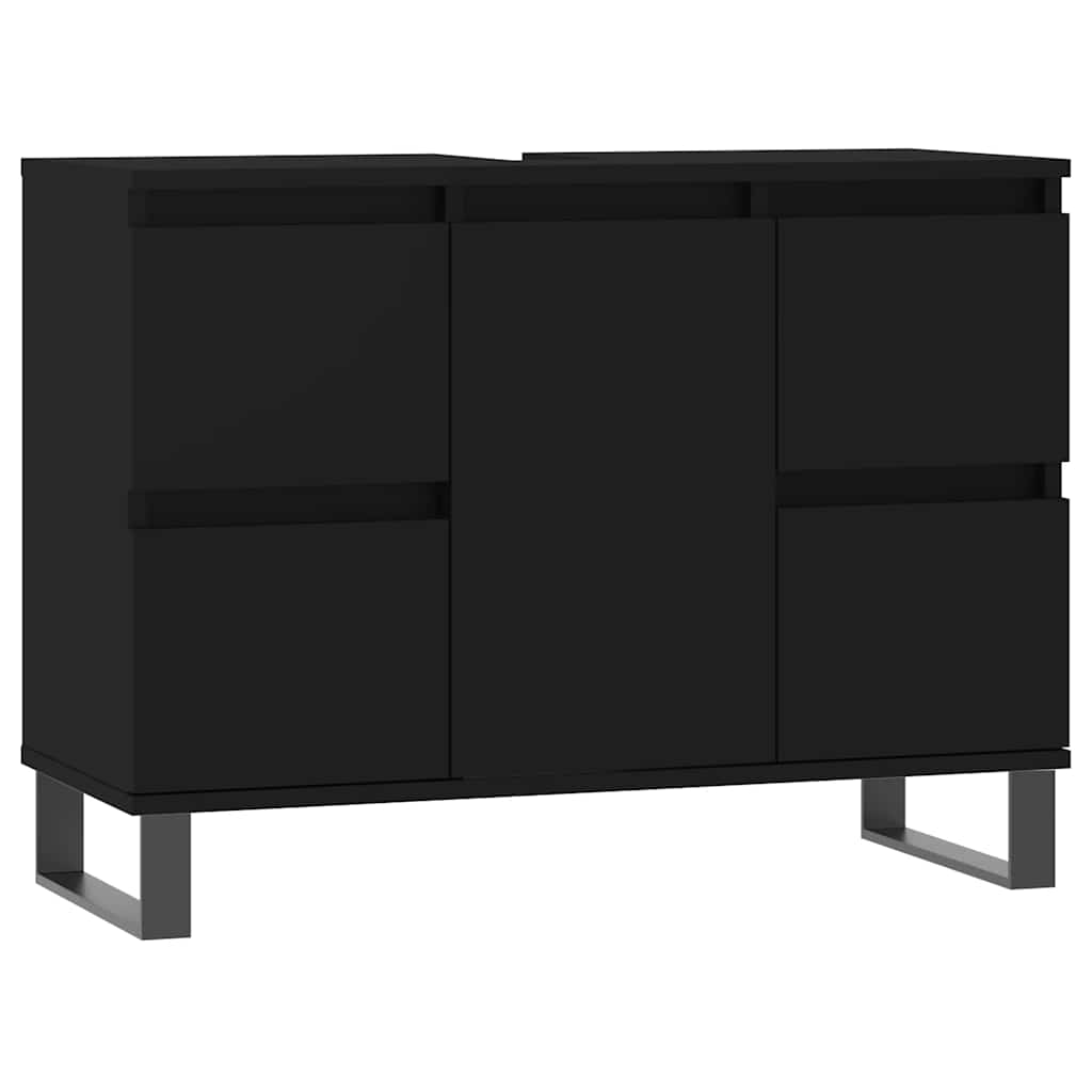 Baderomsskap Svart 80x33x60 cm