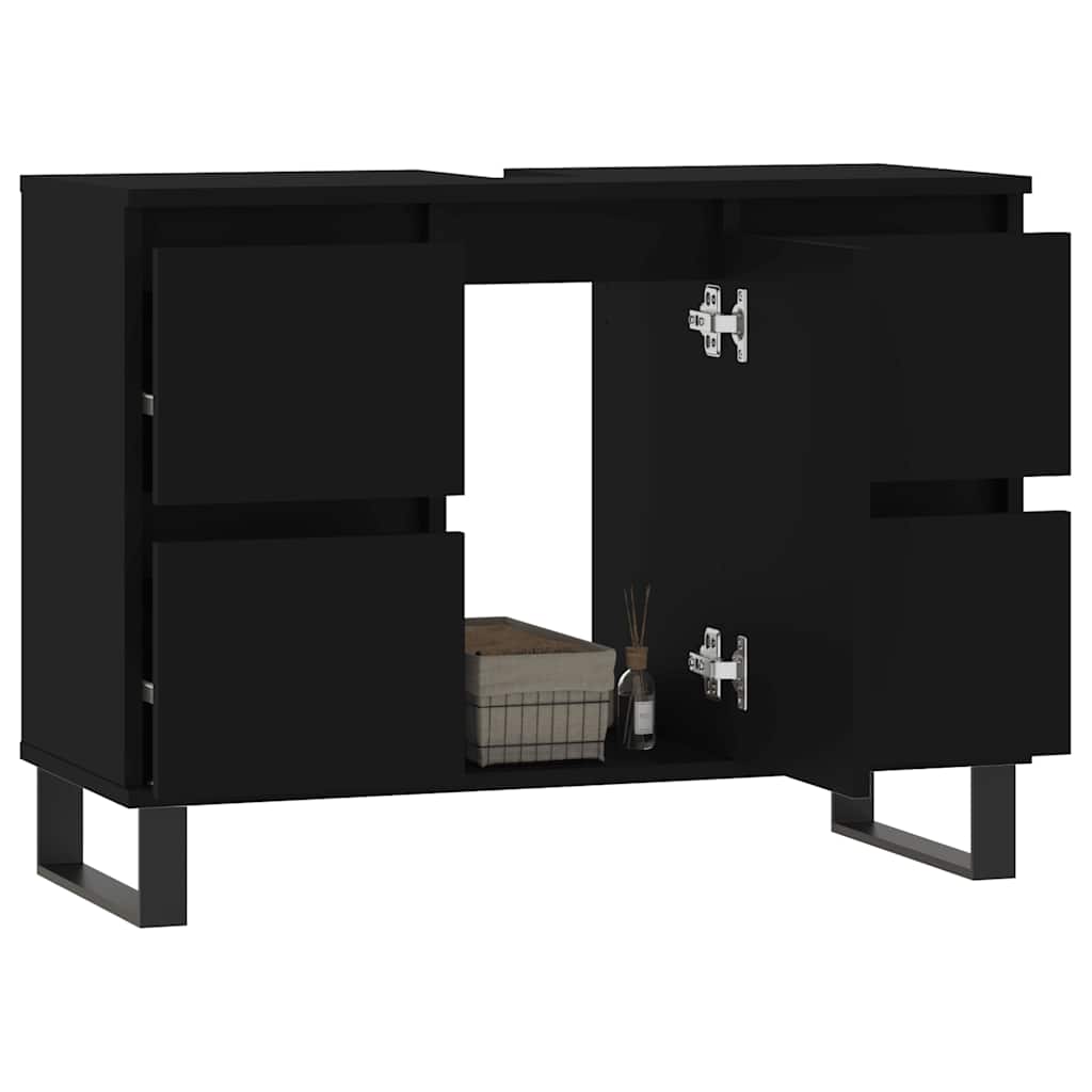 Baderomsskap Svart 80x33x60 cm