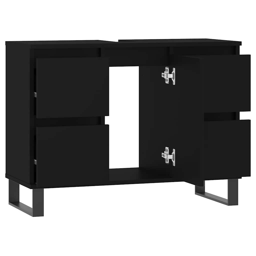 Baderomsskap Svart 80x33x60 cm