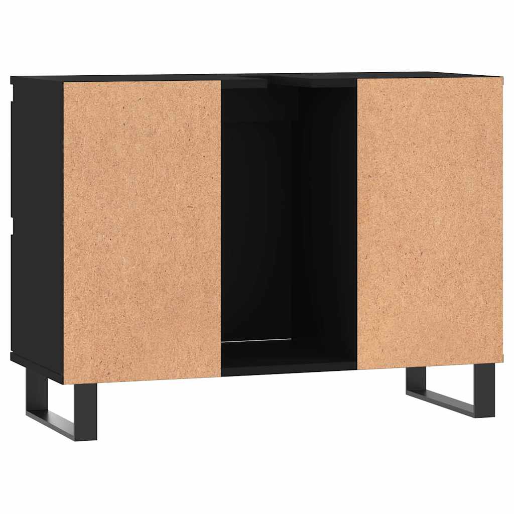 Baderomsskap Svart 80x33x60 cm