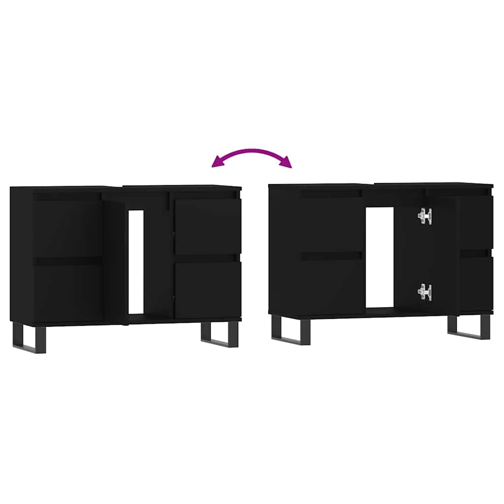 Baderomsskap Svart 80x33x60 cm