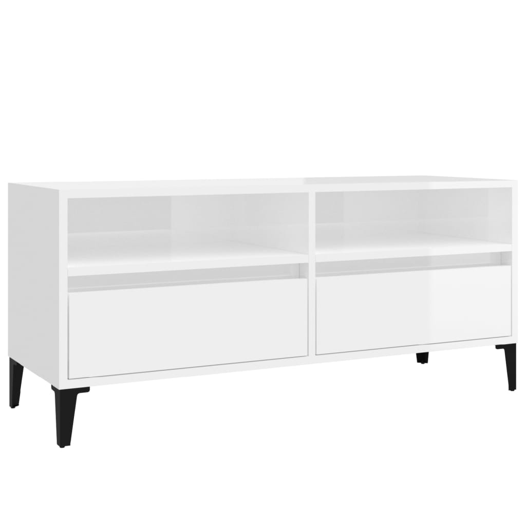 TV-Møbel Høyglans Hvit TV-benk 100x34,5x44,5 cm