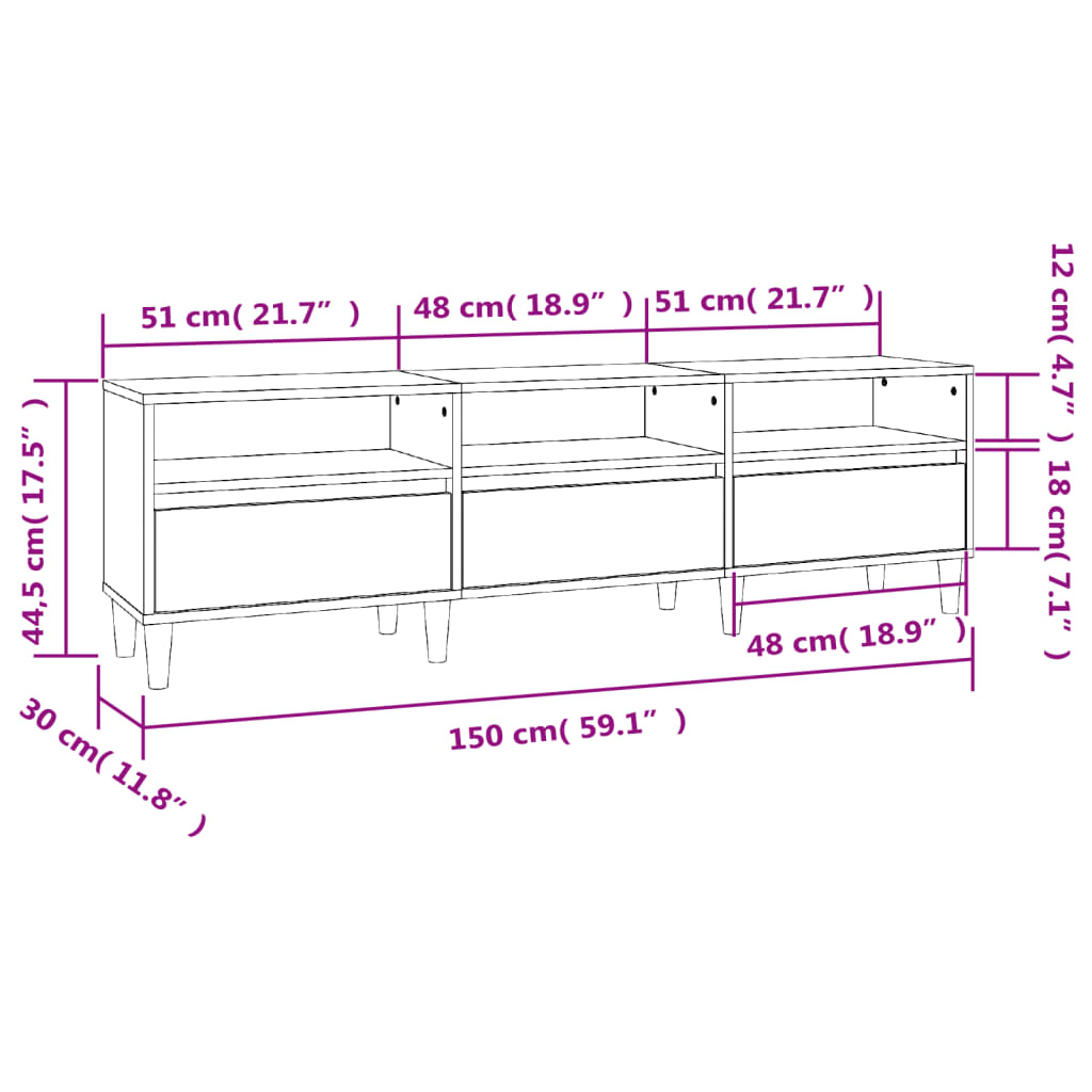TV-Møbel Røkt Eik TV-benk 150x30x44,5 cm