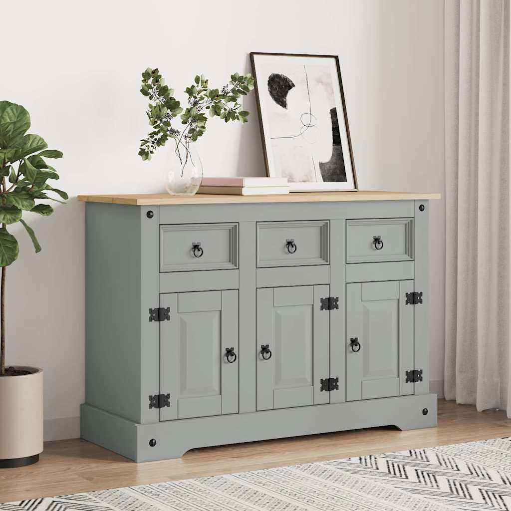 Bokhylle Grå Corona 112x43x78 cm heltre meksikansk furu