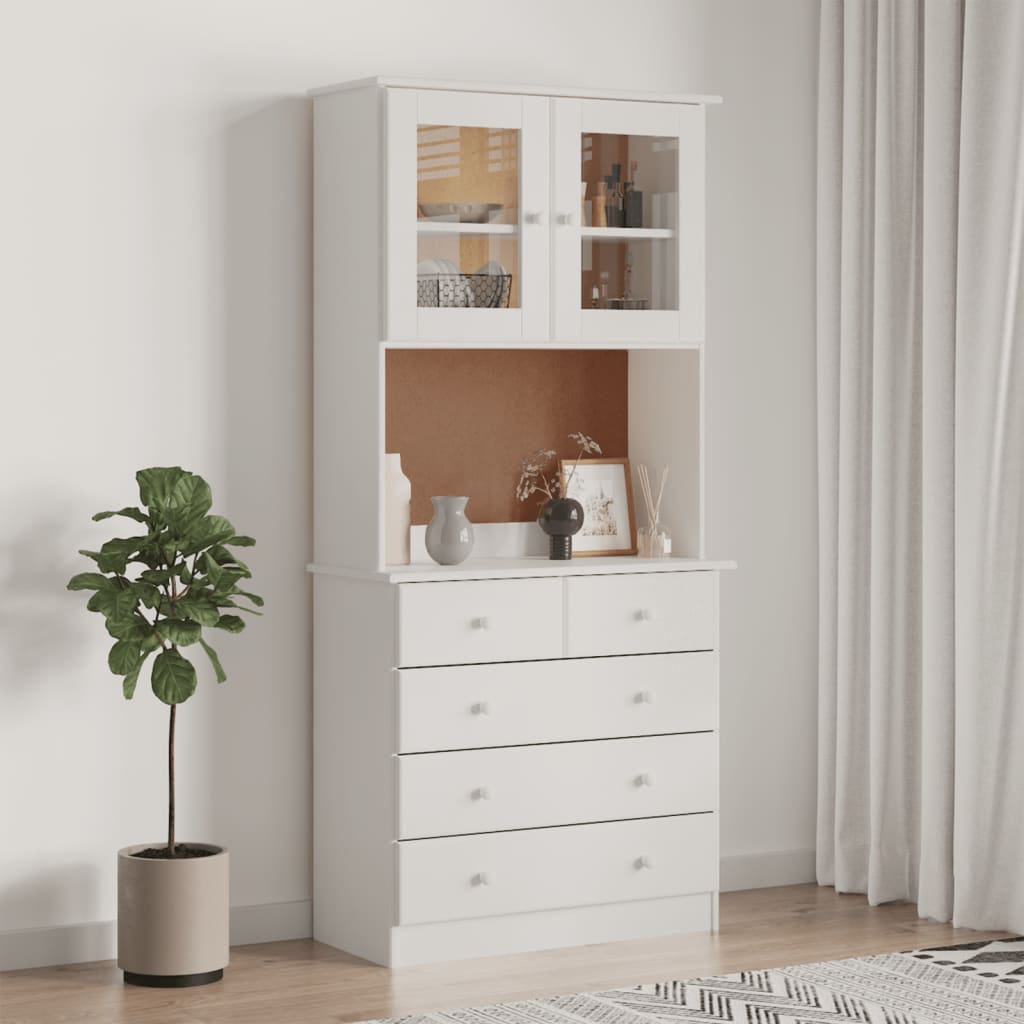 Vitrineskap ALTA Hvit 77x35x165 cm heltre furu