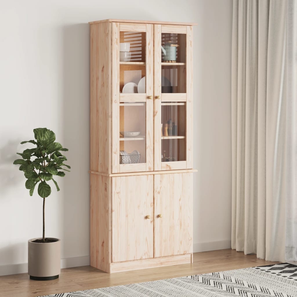 Vitrineskap ALTA 77x35x186,5 cm heltre furu