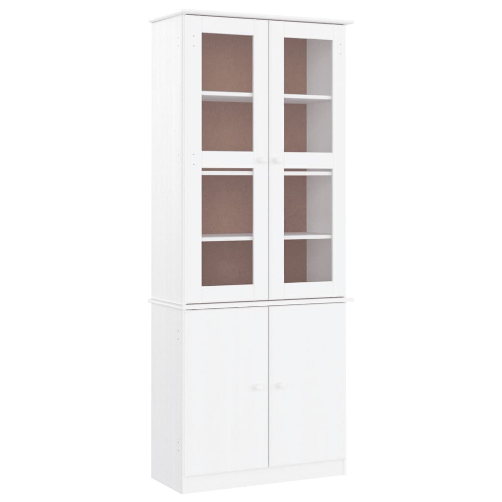 Vitrineskap ALTA Hvit 77x35x186,5 cm heltre furu