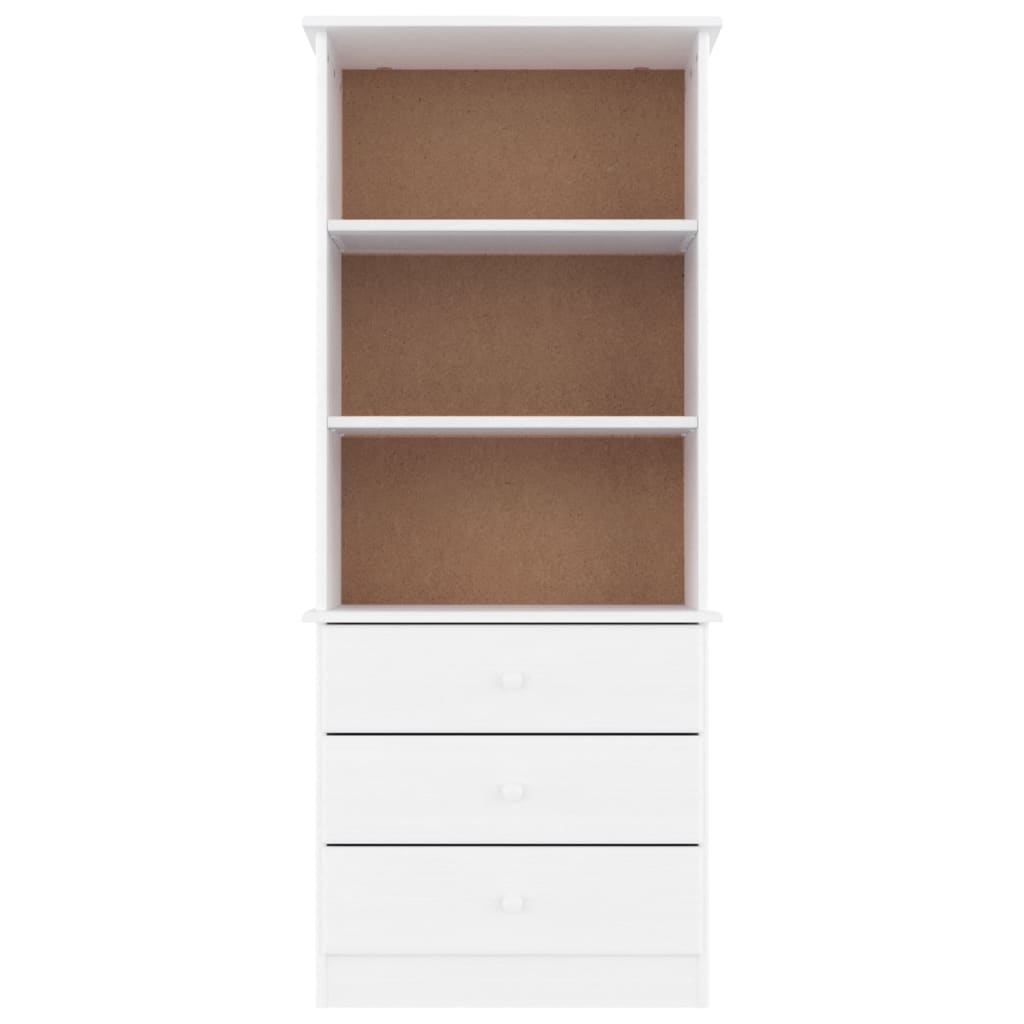 Bokhylle Hvit med skuffer ALTA 60x35x142 cm heltre furu
