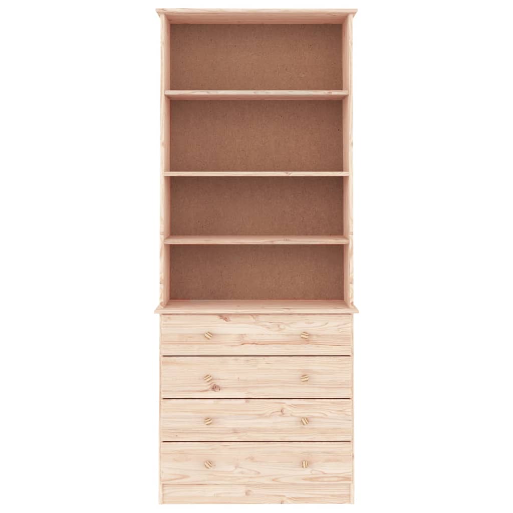 Bokhylle Tre med skuffer ALTA 77x35x186,5 cm heltre furu