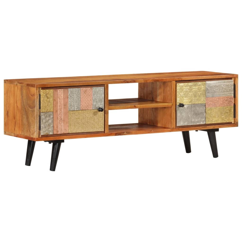 TV-Møbel Tre TV-benk heltre akasie med dører 112x30x40 cm metall