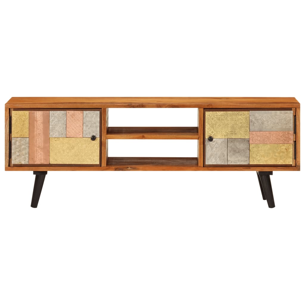 TV-Møbel Tre TV-benk heltre akasie med dører 112x30x40 cm metall