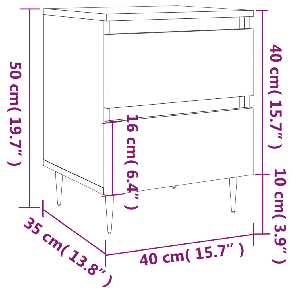 Nattbord Sengbord Svart 40x35x50 cm