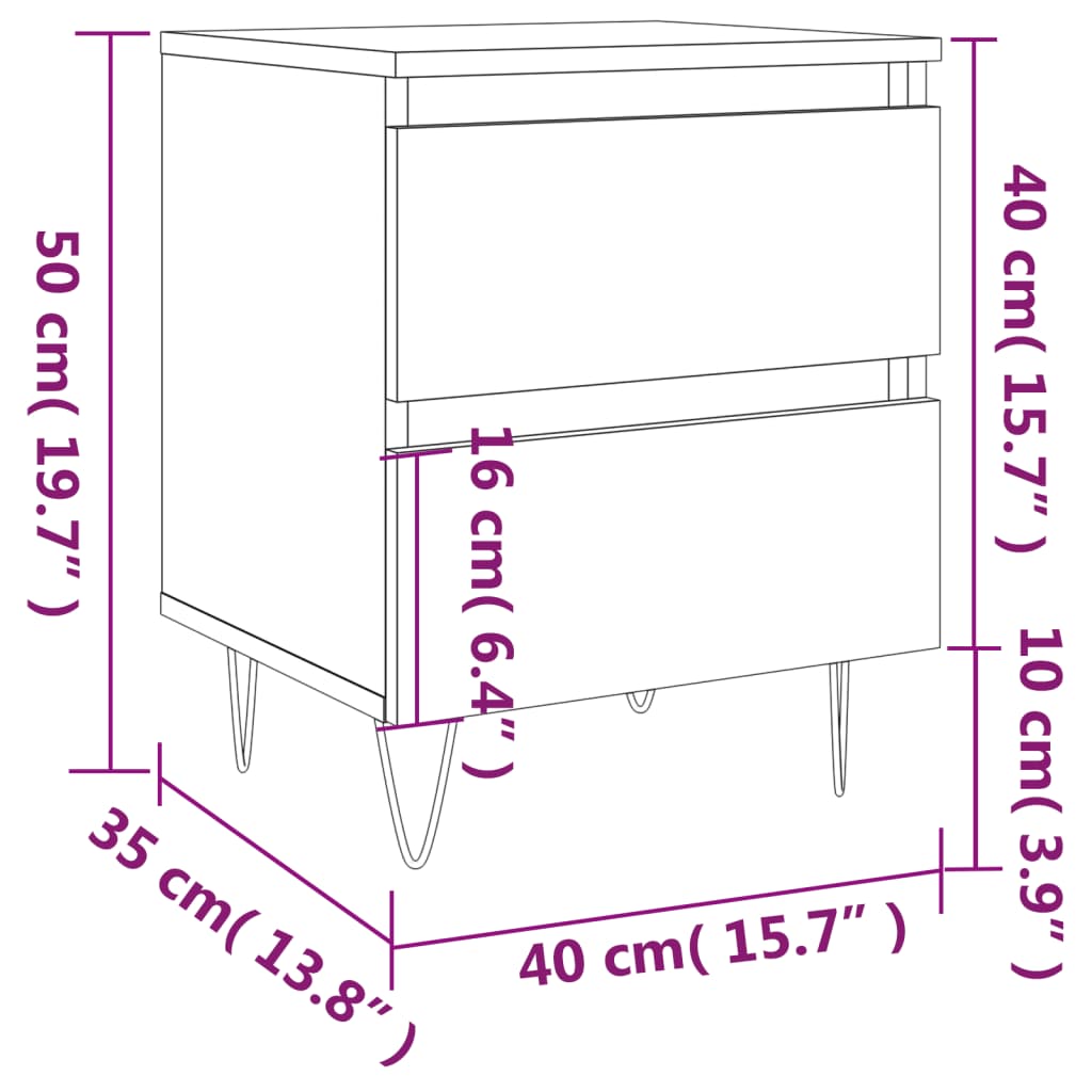 Nattbord Sengbord Svart 40x35x50 cm