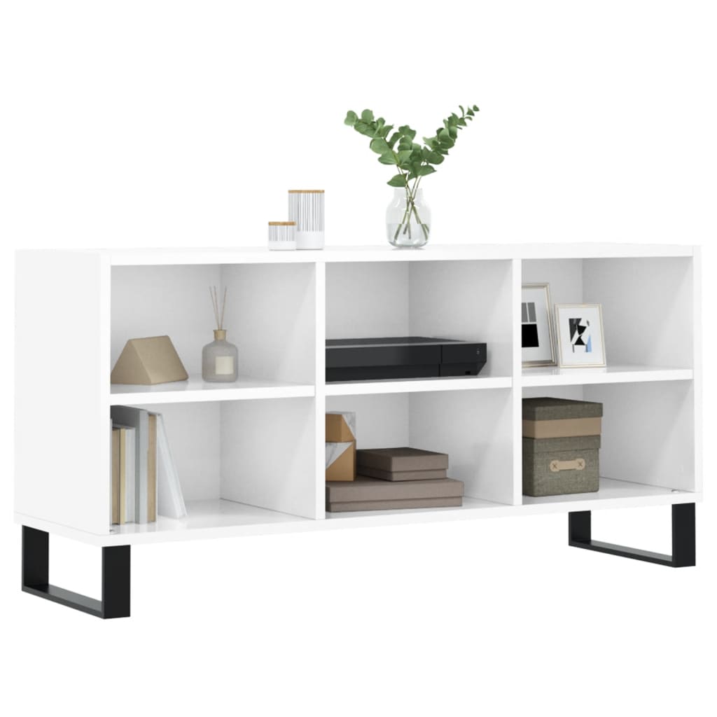 TV-Møbel Høyglans Hvit Tv-benk 103,5x30x50 cm