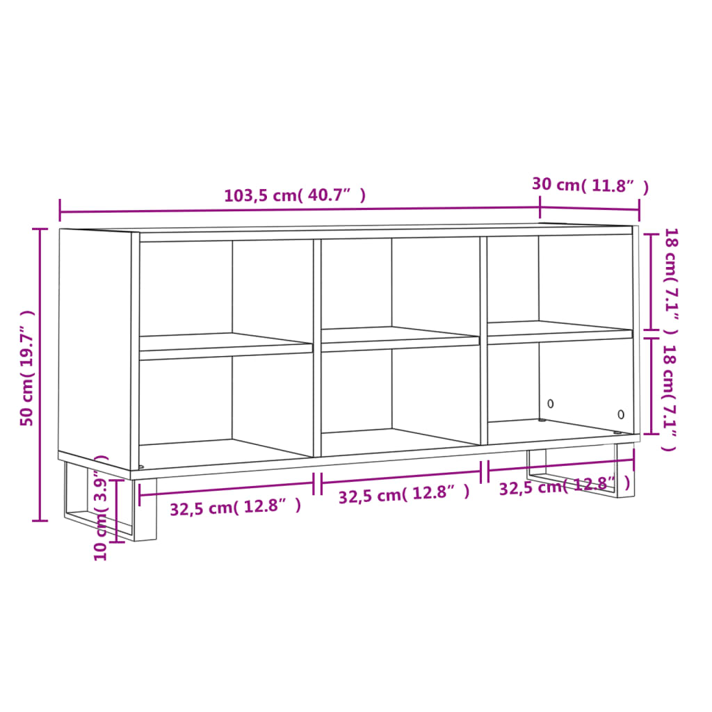 TV-Møbel Høyglans Hvit Tv-benk 103,5x30x50 cm