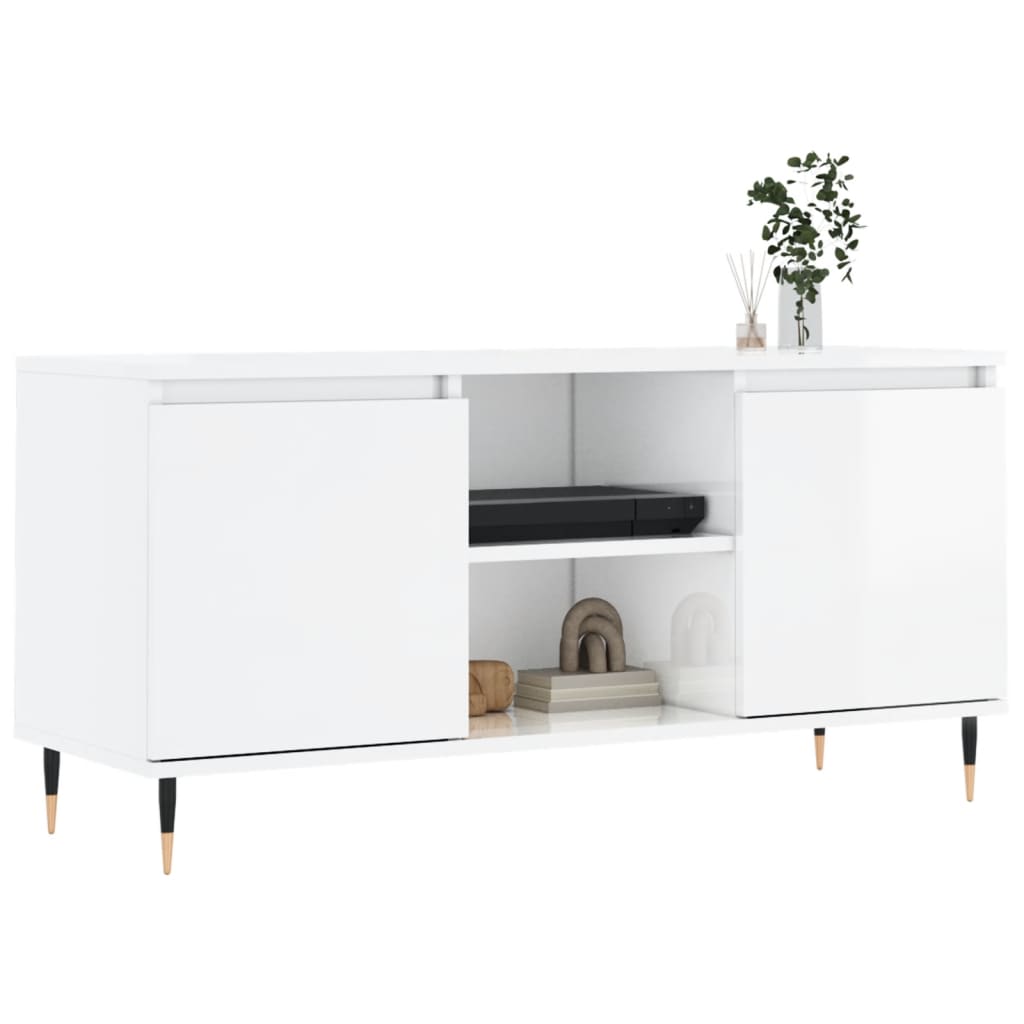 TV-Møbel Høyglans Hvit TV-benk 104x35x50 cm