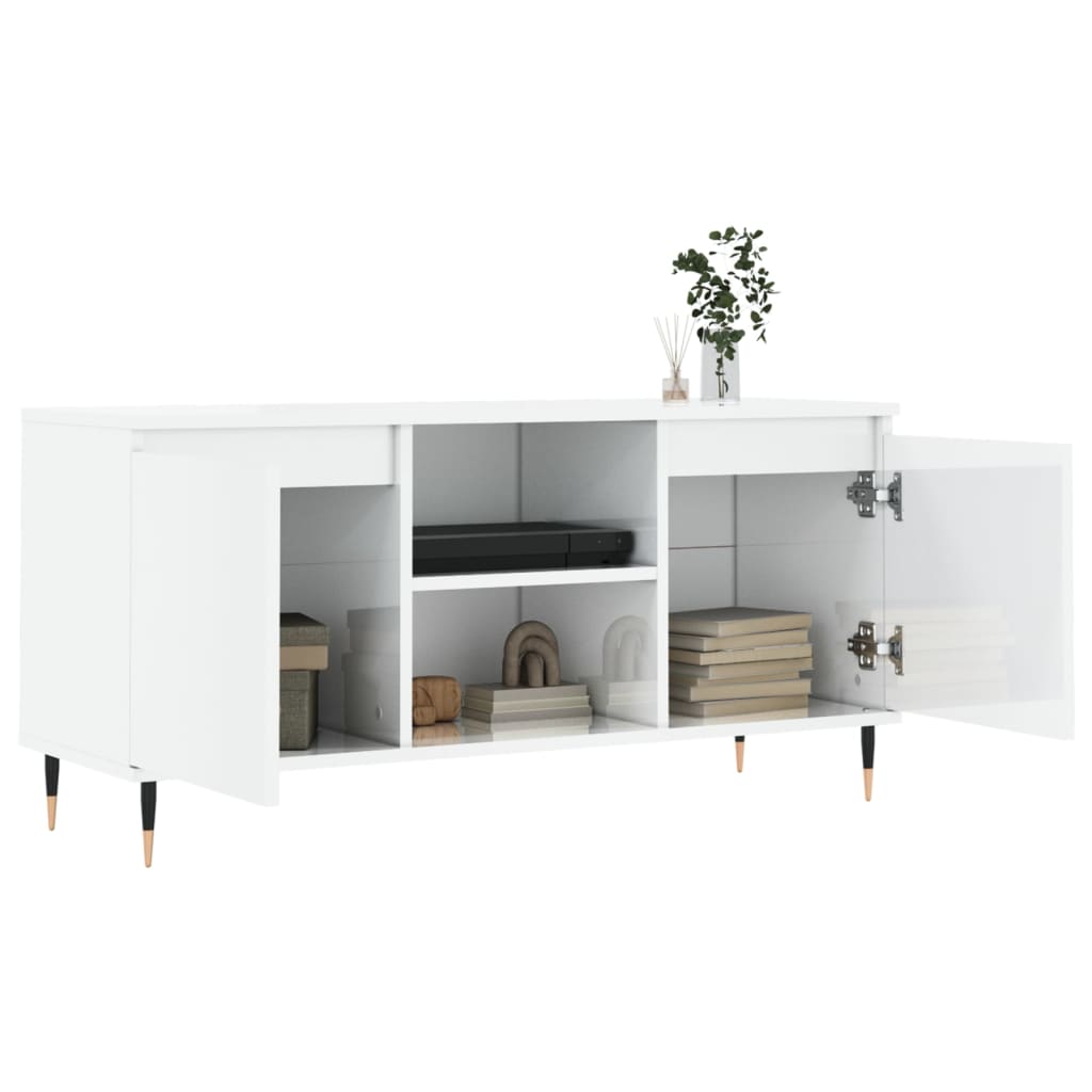 TV-Møbel Høyglans Hvit TV-benk 104x35x50 cm