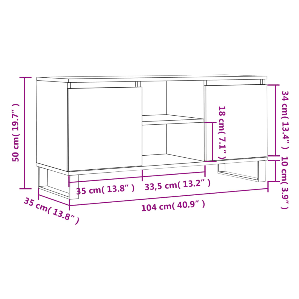 TV-Møbel Betonggrå TV-benk 104x35x50 cm
