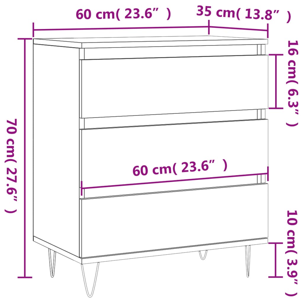 Kommode Brun Eik 60x35x70 cm