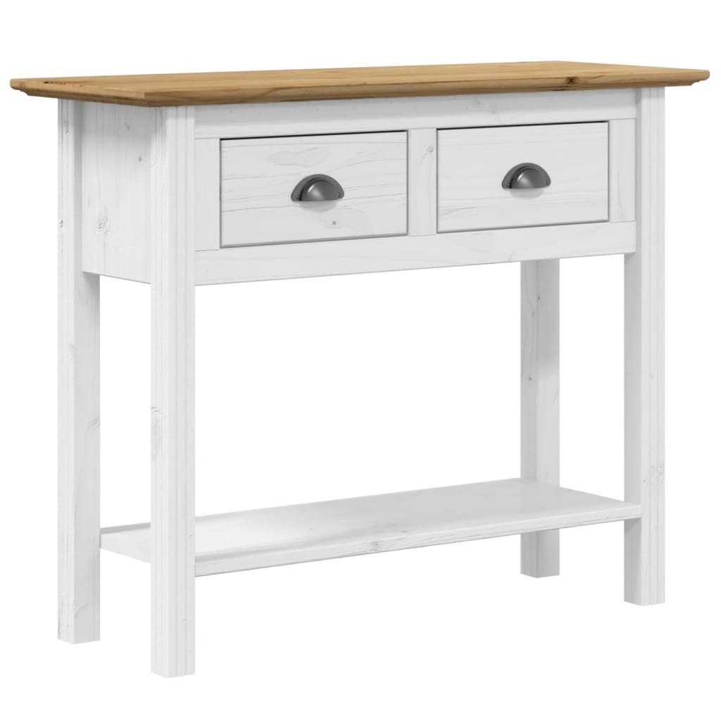 Avlastningsbord konsollbord Hvit BODO brun 91x35x74 cm heltre furu