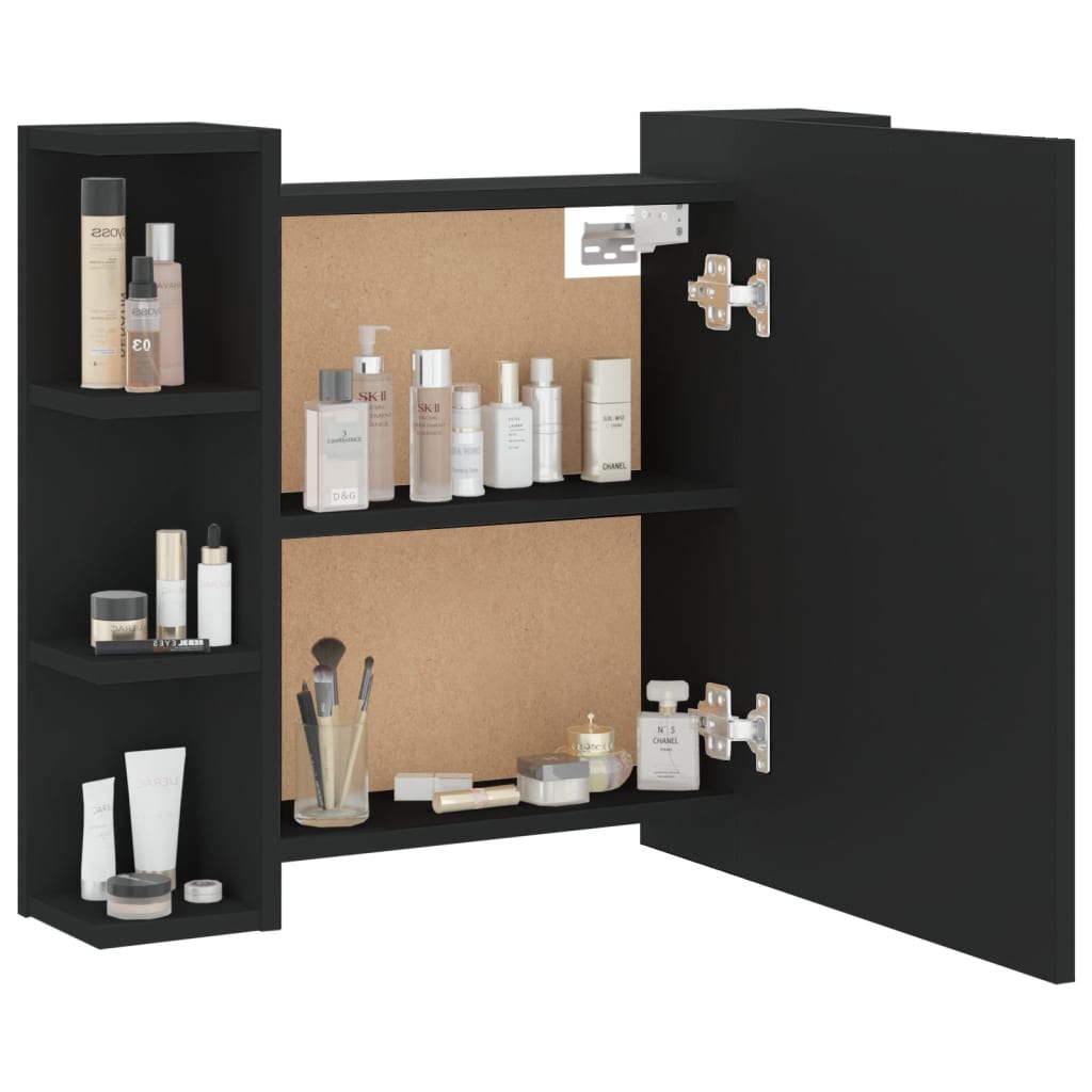 Baderomsspeil Speilskap med LED Svart 70x16,5x60 cm