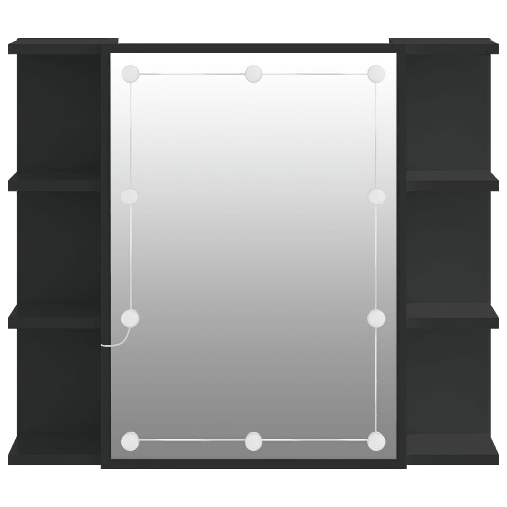 Baderomsspeil Speilskap med LED Svart 70x16,5x60 cm