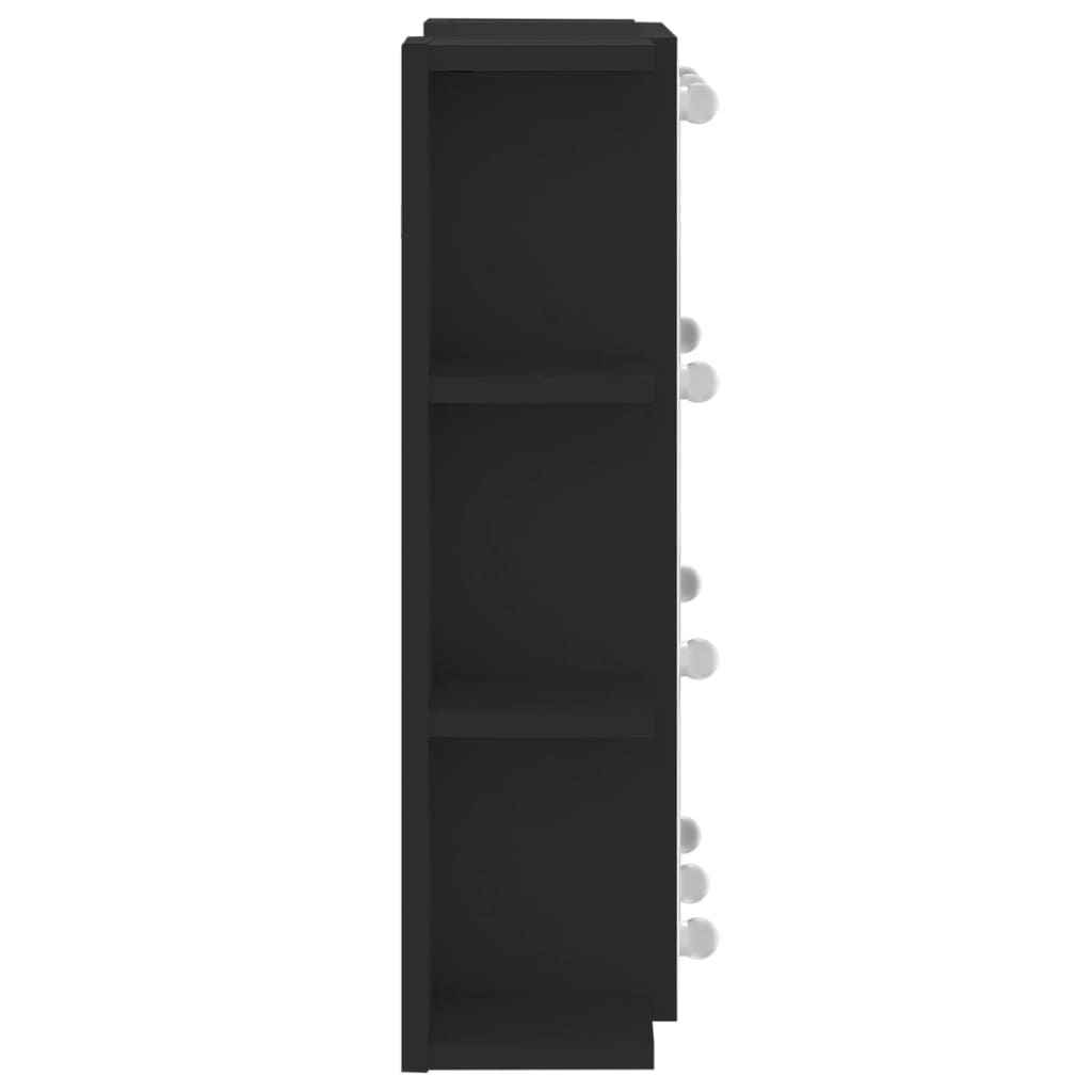 Baderomsspeil Speilskap med LED Svart 70x16,5x60 cm