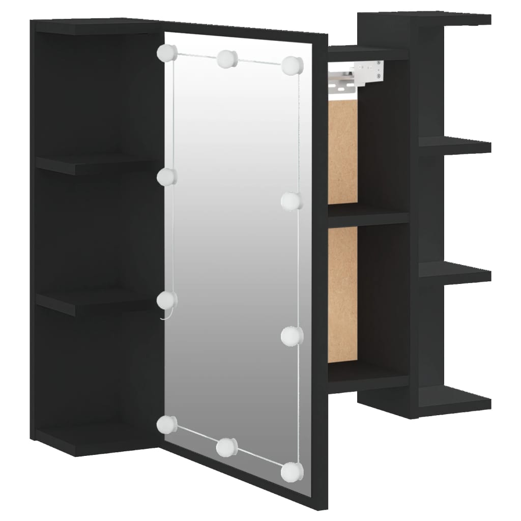 Baderomsspeil Speilskap med LED Svart 70x16,5x60 cm