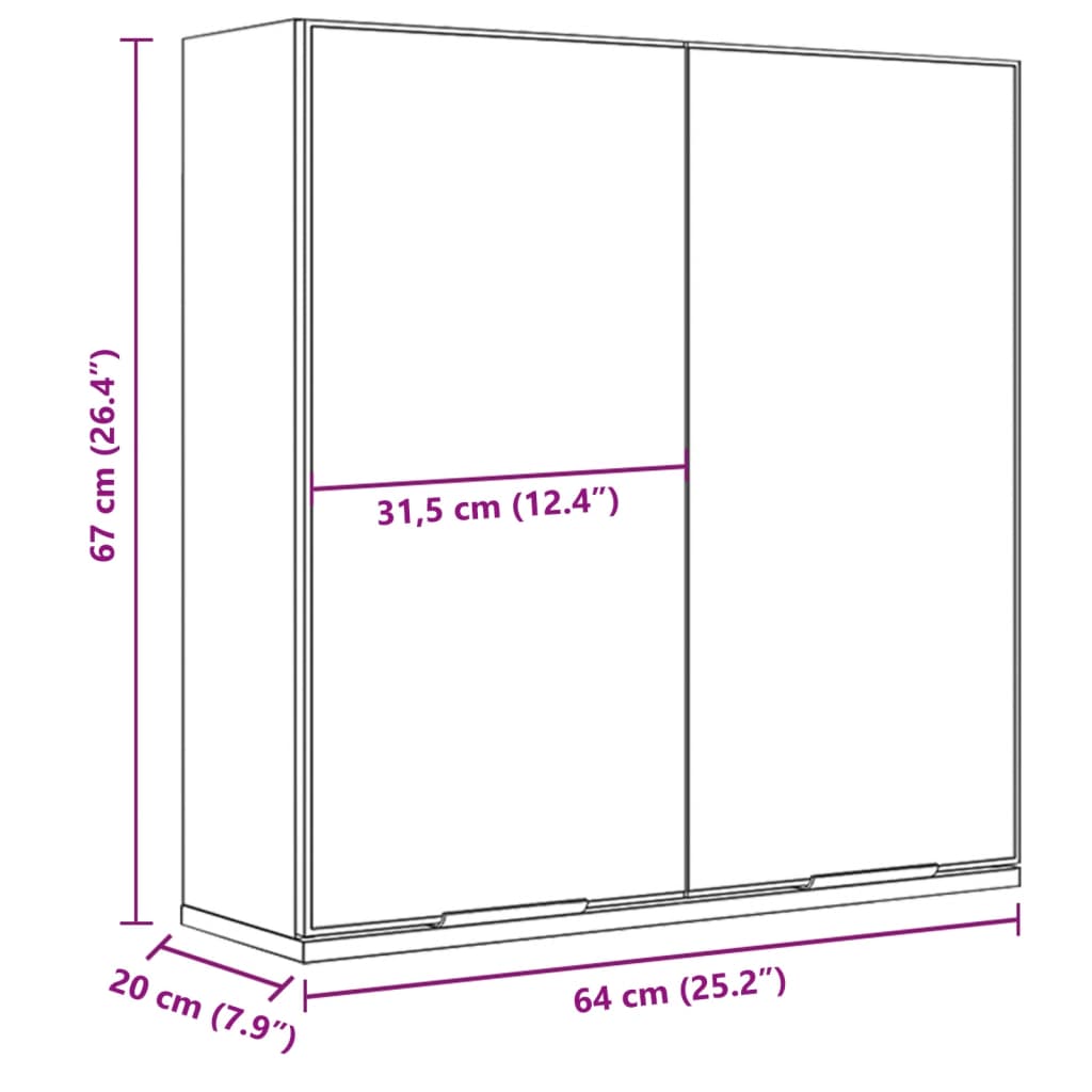 Baderomsspeil Svart 64x20x67 cm