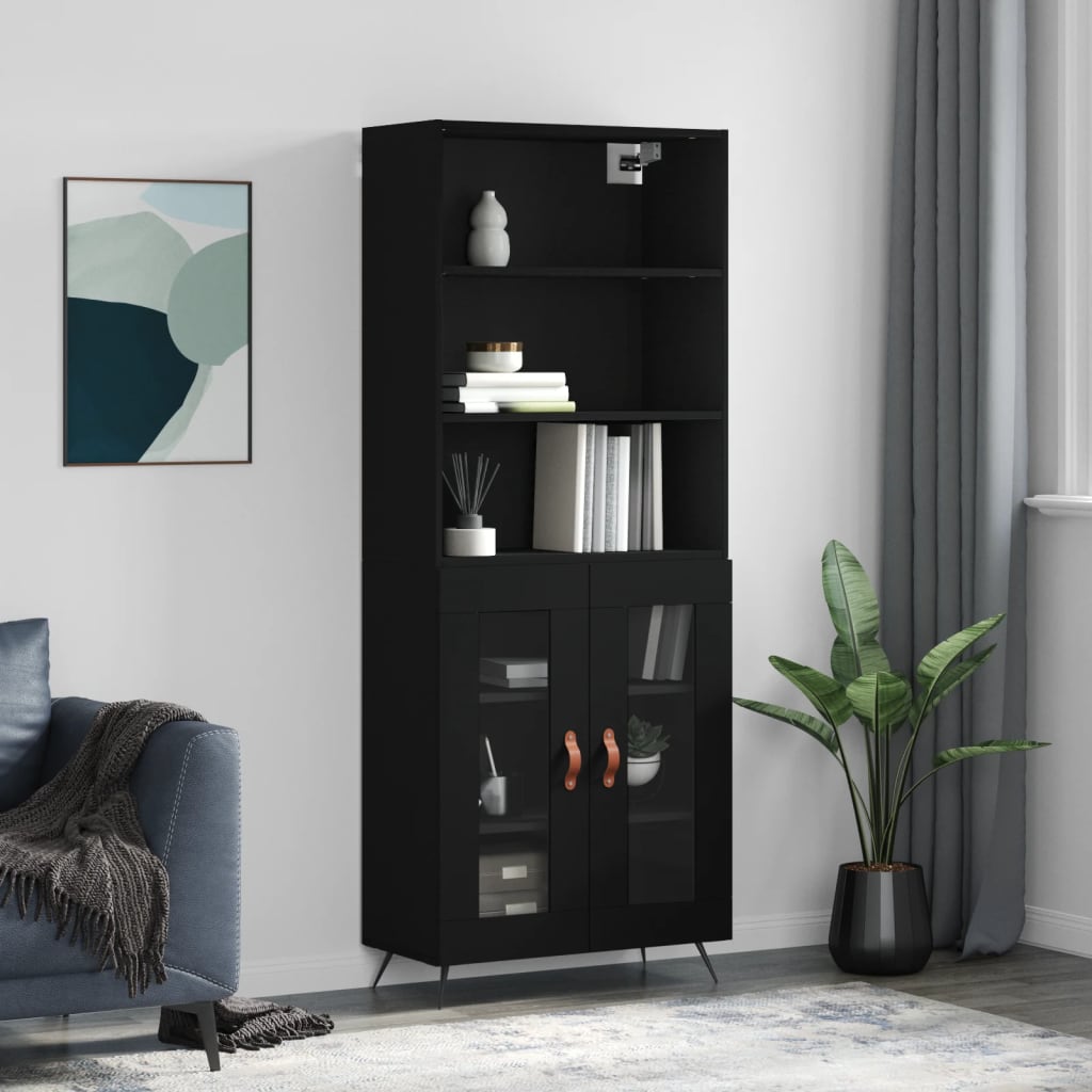 Skap Svart 69,5x34x180 cm