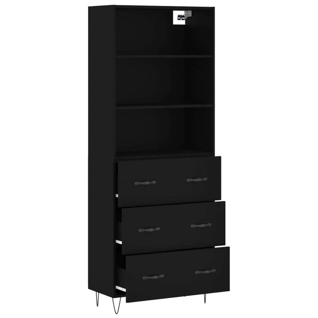 Skap Svart 69,5x34x180 cm