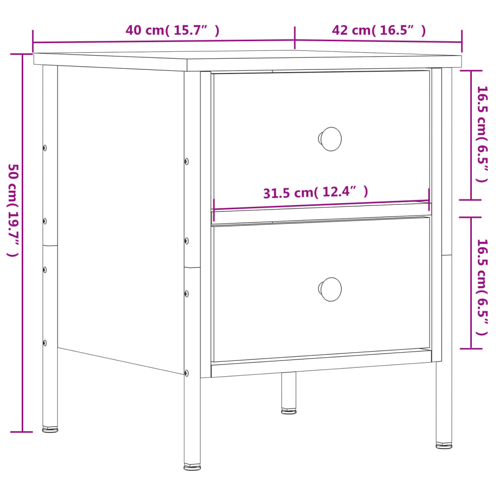 Nattbord Sengbord Svart 40x42x50 cm